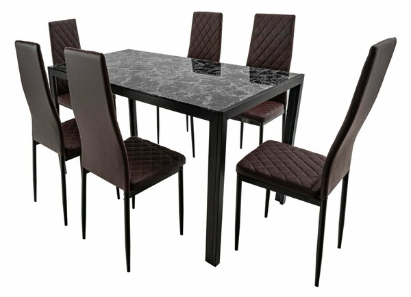 Set masă cu 6 scaune, mbs-21 maro