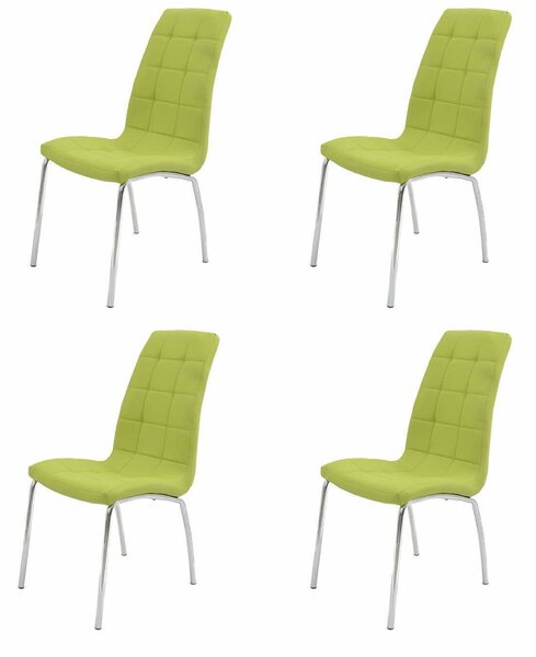 Set 4 scaune bucatarie S-02, culoare Verde, Metal cromat