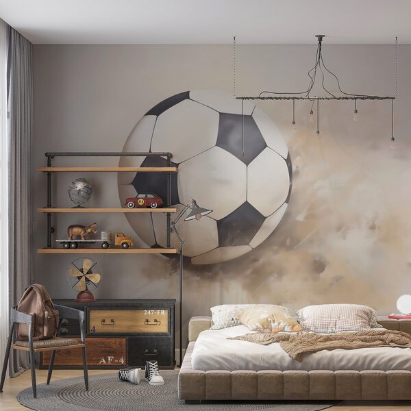 Tapet Pictură reprezentând o minge de fotbal, Fototapet pentru camera unui adolescent, Fototapet Fotbal, w05640 : Uwalls.ro