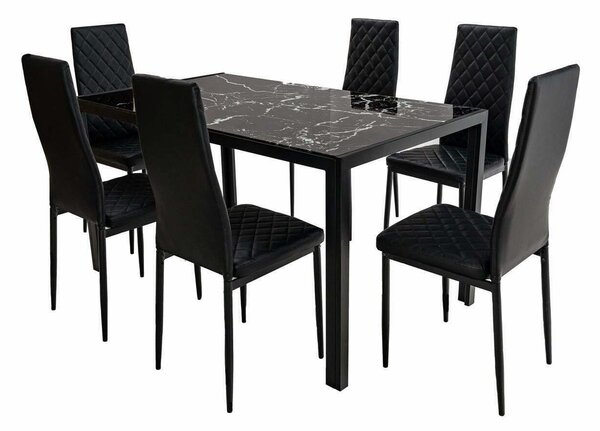 Set masă cu 6 scaune, MBS-21 Negru