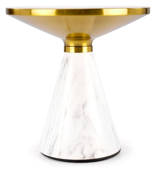 Măsuță de cafea Houston 1817Auriu, Marmură albă, 5cm, Piatră sinterizată, Rotund