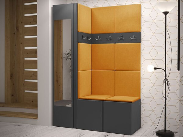 Mobilier hol Tovenaz X (grafit + Galben) (cu oglindă). 1104799