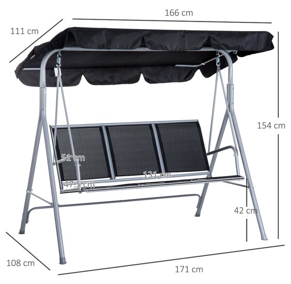 Balansoar de Gradina Outsunny cu 3 Locuri din Metal, 171x108x154cm | Aosom Romania
