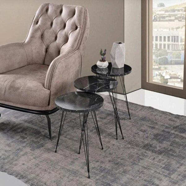 Măsuțe laterale Wakmi, Set 3 piese, 33x33x55 cm