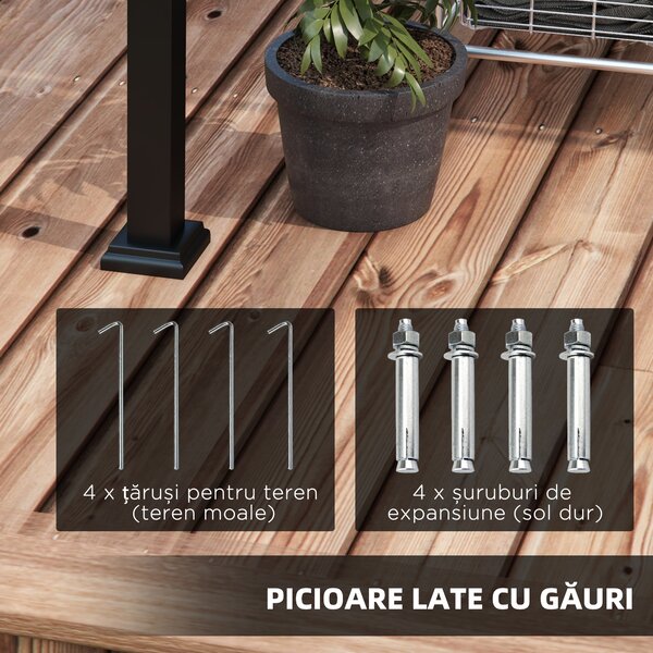 Outsunny Pergolă Grădină Înclinată cu Acoperiș Retractabil 297x397x220 cm Spațiu Relaxare Aer Liber Gri | Aosom Romania