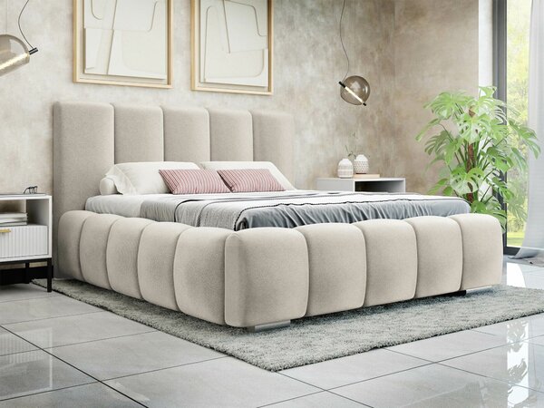 Pat TrendyNest 106Dublu, Maro deschis, 140x200, Tapiterie, Somiera pat, 160x222x112cm
