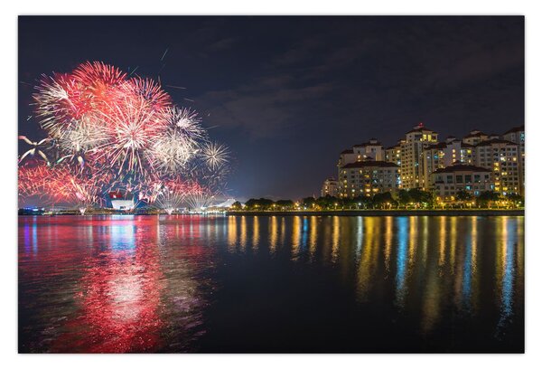 Tablou cu artificii in Singapur (90x60 cm)