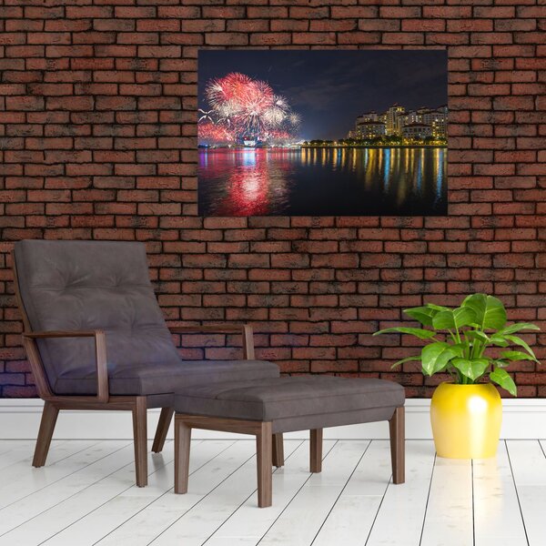 Tablou cu artificii in Singapur (90x60 cm)