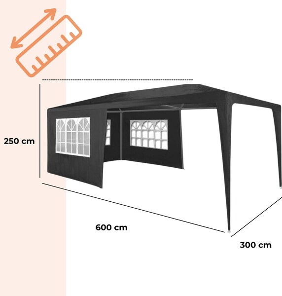 Cort de petrecere NEAPOL, 3x6m, antracit Jurhan