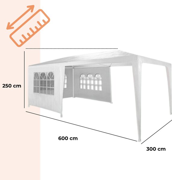 Cort de petrecere NEAPOL, 3x6m, alb Jurhan