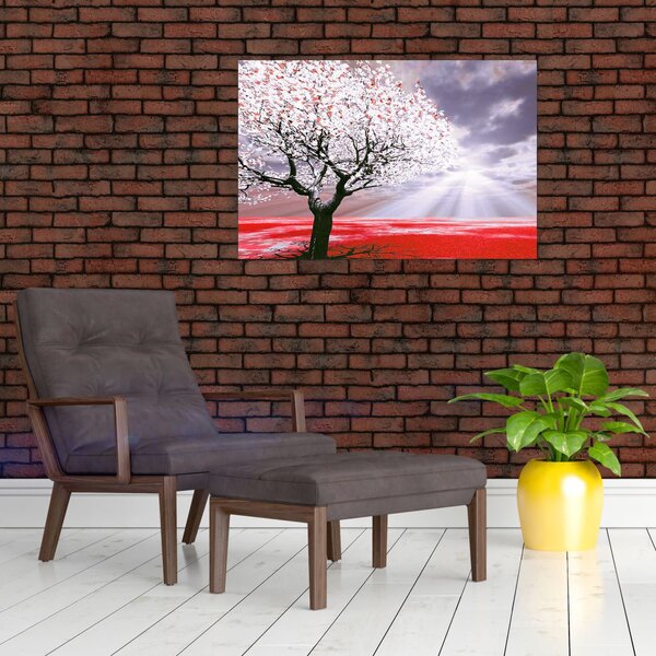 Tablou cu pomul roșu (90x60 cm)