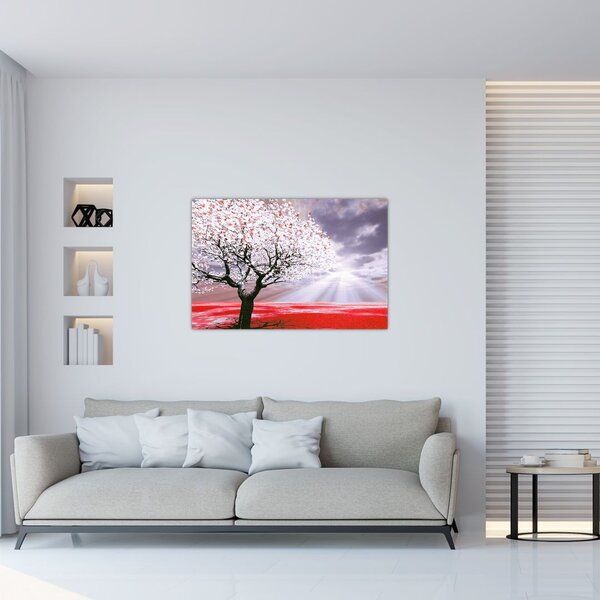 Tablou cu pomul roșu (90x60 cm)