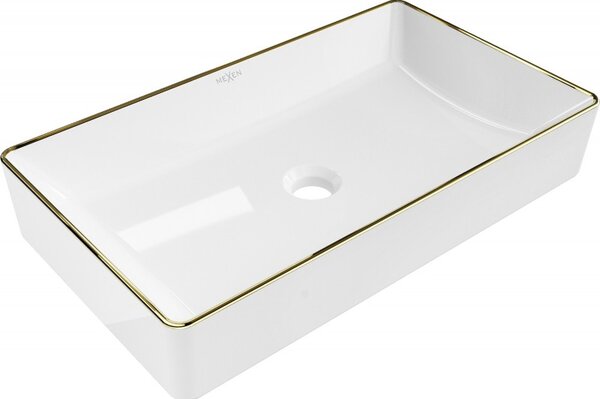 Mexen Nadia, chiuveta blat 620x355x115 mm, margine alb-aurie, 21616005