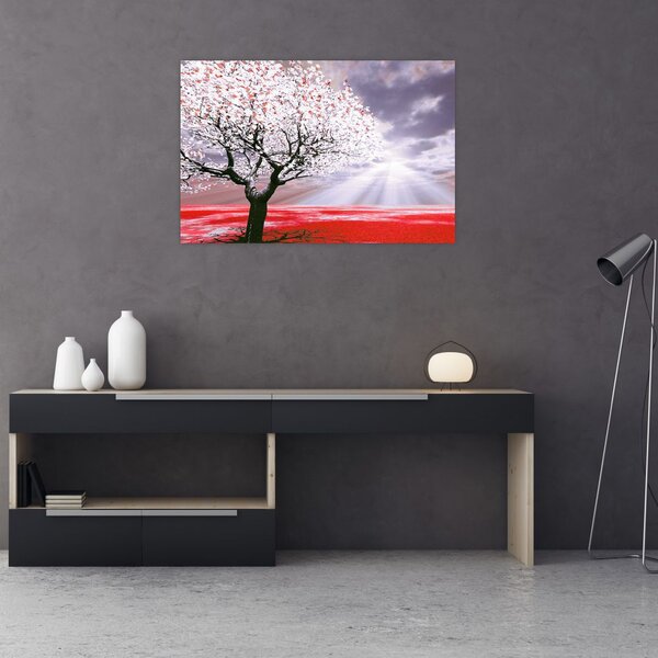 Tablou cu pomul roșu (90x60 cm)