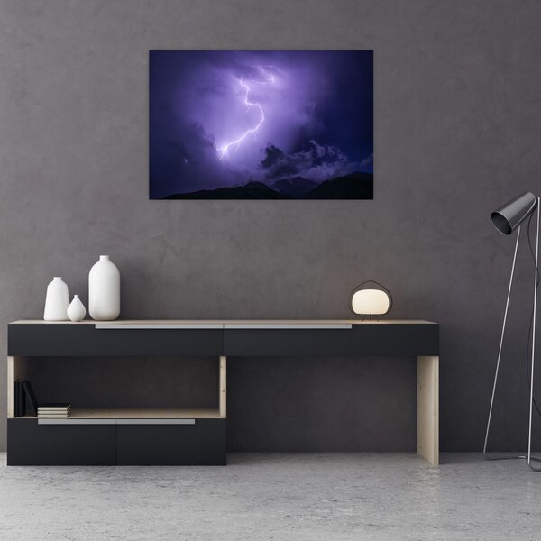 Tablou - cerul violet cu fulger (90x60 cm)