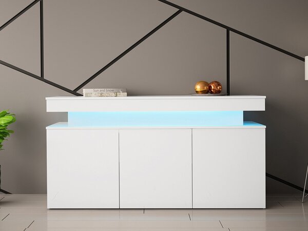 Dulap Lesteralo 3D 160 (Alb + lucios Alb) (cu iluminat LED). 1105936