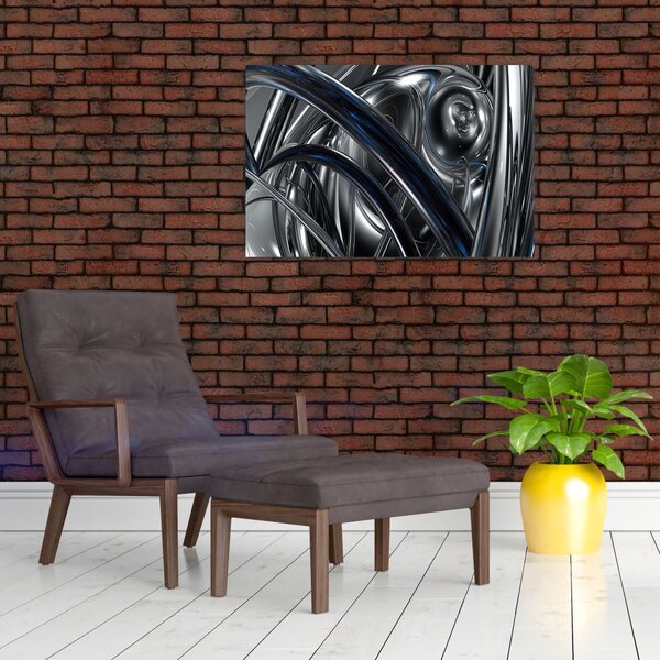 Tabloul cu abstracție gri cu albastru (90x60 cm)