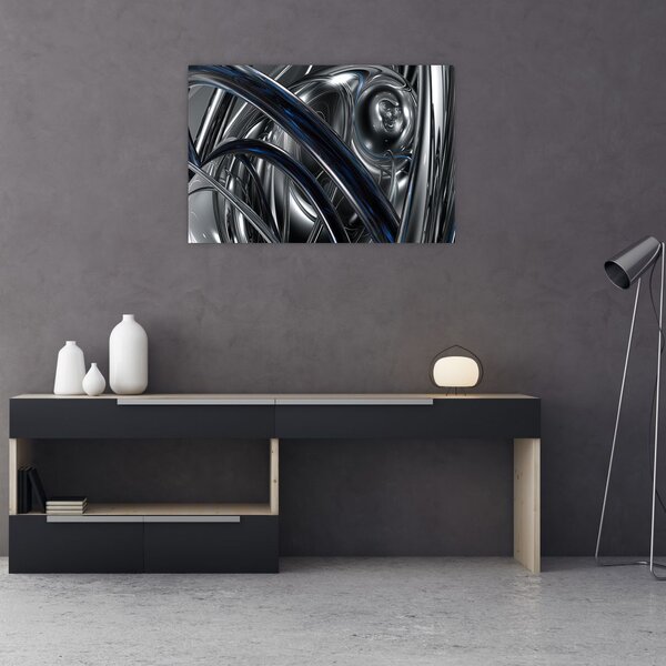 Tabloul cu abstracție gri cu albastru (90x60 cm)