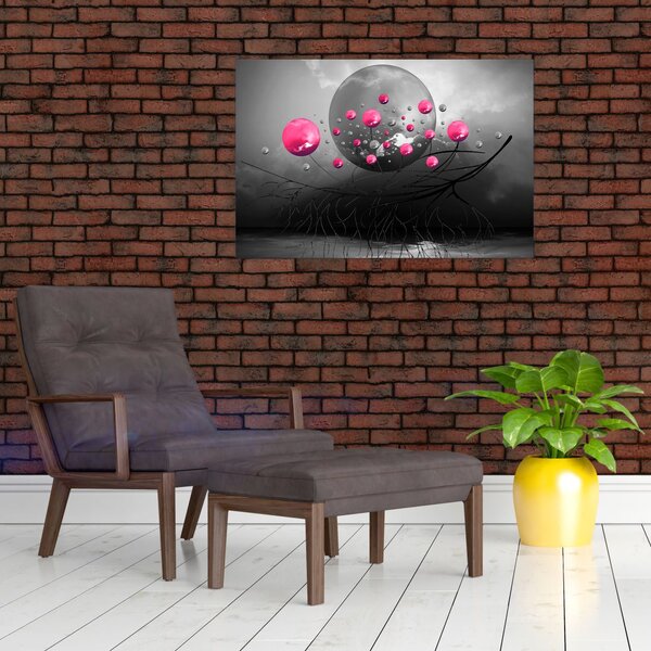 Tabloul cu bile abstracte roz (90x60 cm)