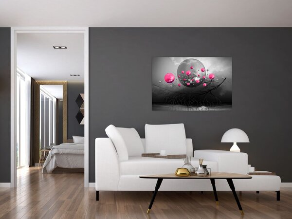 Tabloul cu bile abstracte roz (90x60 cm)