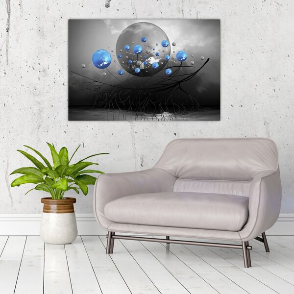Tabloul cu bile abstracte albastre (90x60 cm)