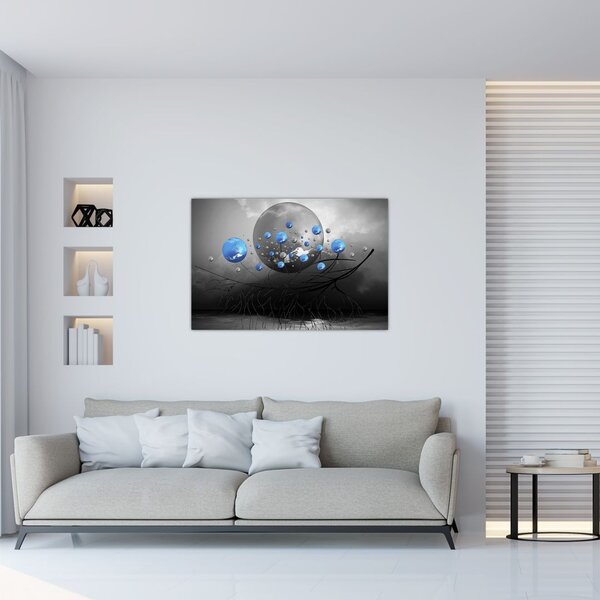 Tabloul cu bile abstracte albastre (90x60 cm)