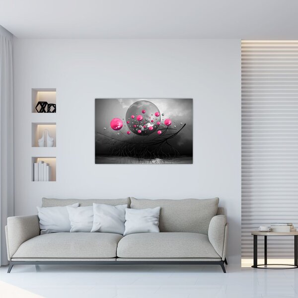 Tabloul cu bile abstracte roz (90x60 cm)