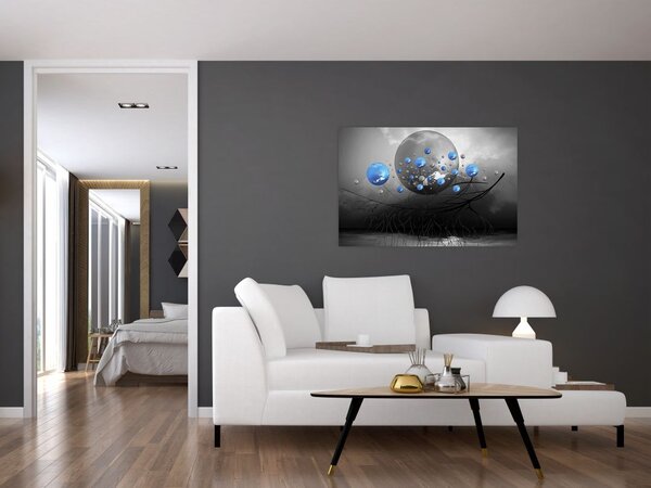 Tabloul cu bile abstracte albastre (90x60 cm)