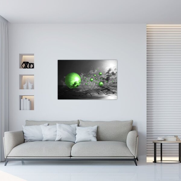 Tabloul bilelor verzi abstracte (90x60 cm)