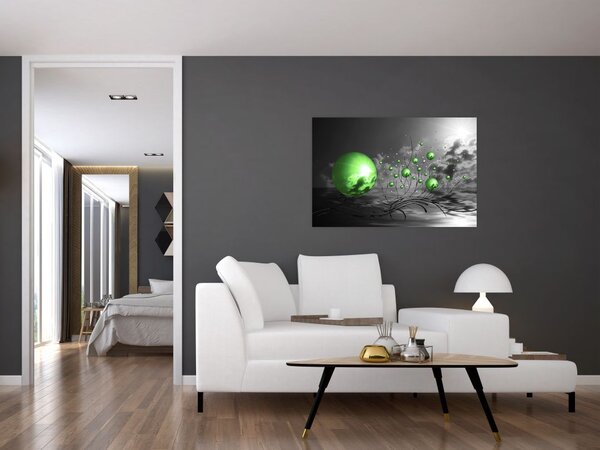 Tabloul bilelor verzi abstracte (90x60 cm)