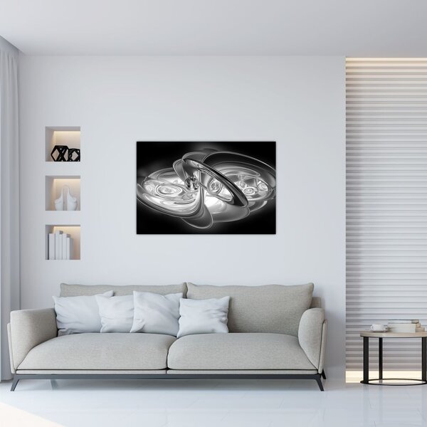 Tablou cu abstracțiune modernă în gri (90x60 cm)