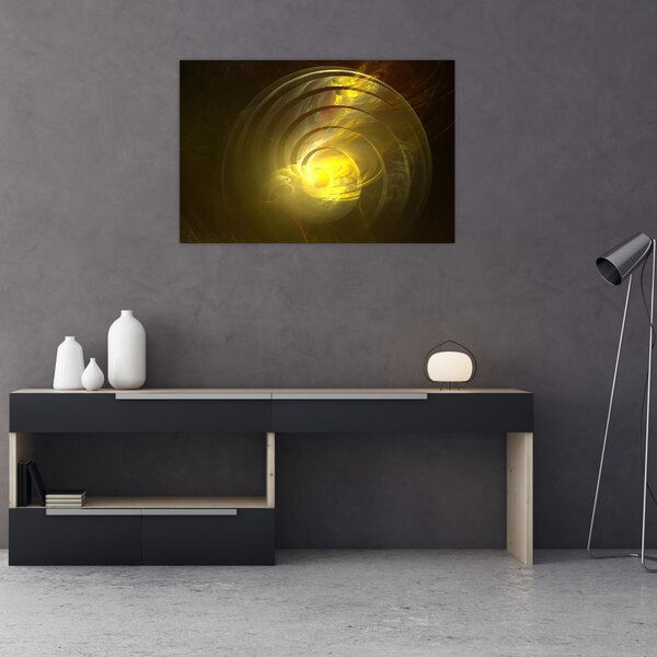 Tabloul cu spirala abstractă în galben (90x60 cm)