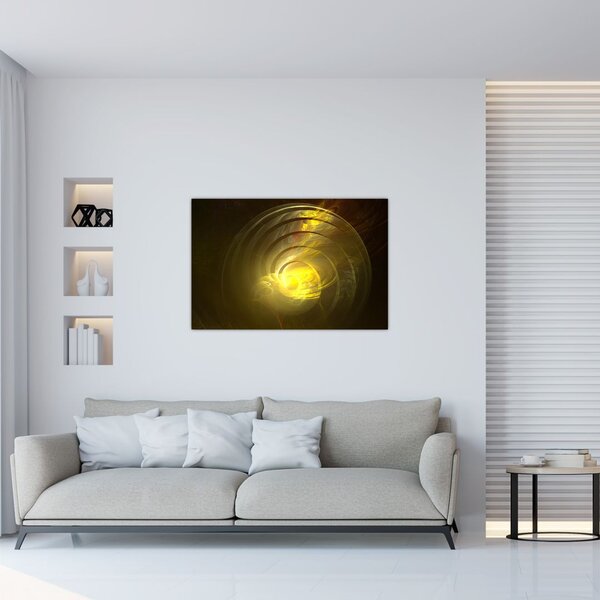 Tabloul cu spirala abstractă în galben (90x60 cm)