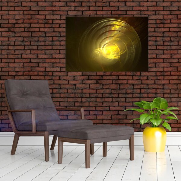 Tabloul cu spirala abstractă în galben (90x60 cm)
