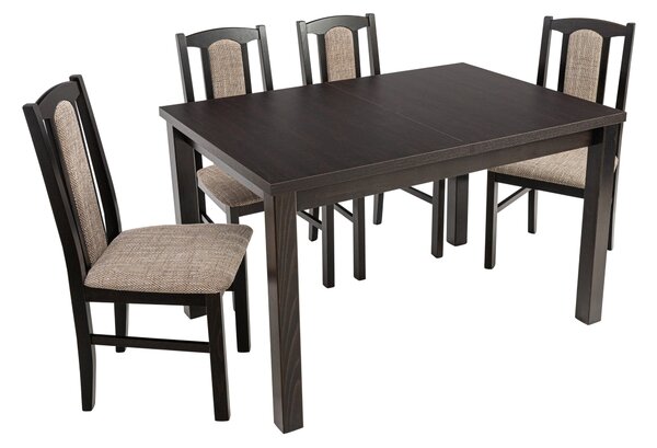 Set masa extensibila 120x150cm cu 4 scaune tapitate, mb-13 max5 si s-37 boss7 w2, wenge, lemn masiv, stofa