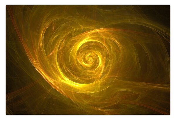 Tabloul cu spirala abstractă în galben (90x60 cm)