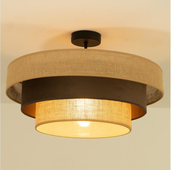 Lustră aplicată WENTA 1xE27/60W/230V, diam. 50 cm, iută/maro