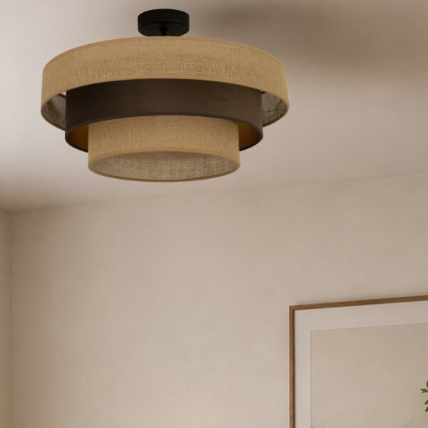 Lustră aplicată WENTA 1xE27/60W/230V, diam. 50 cm, iută/maro