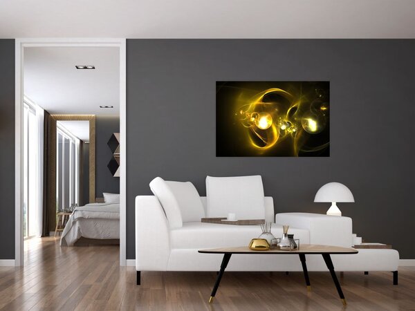 Tabloul abstract cu bile galbene (90x60 cm)