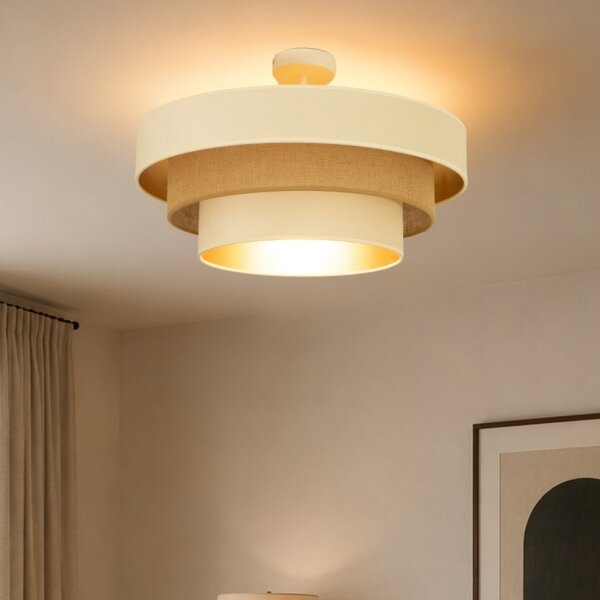 Plafonieră aplicată WENTA, 1xE27/60W/230V, diam. 50 cm, bej/auriu
