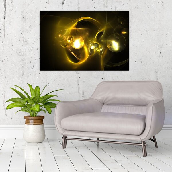 Tabloul abstract cu bile galbene (90x60 cm)