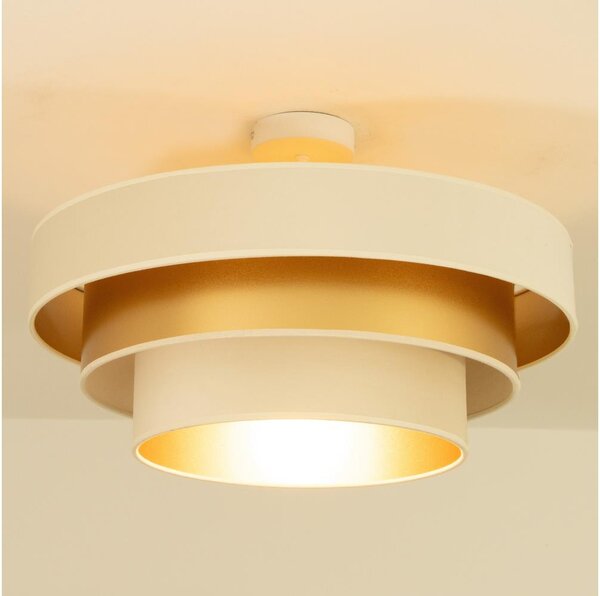 Plafonieră aplicată WENTA, 1xE27/60W/230V, diam. 50 cm, bej/auriu