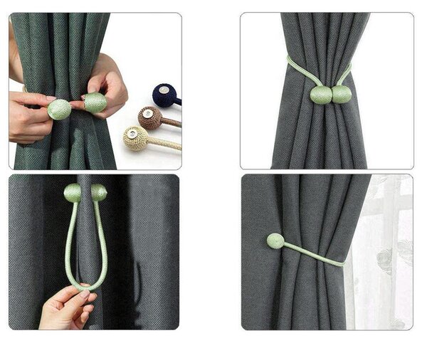 Set 2 cleme magnetice pentru draperii UMBRA, verde