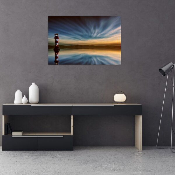 Tablou cu farul în mare (90x60 cm)