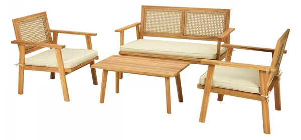 Set de grădină Kekarta (accacia + crem) (pentru 4 persoane). 1106306