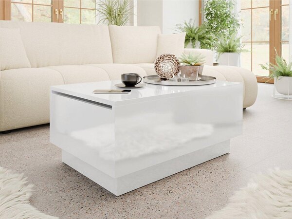 Măsuță cafea Nasonat 90 x 60 (alb lucios) (cu sp. depozitare). 1103747