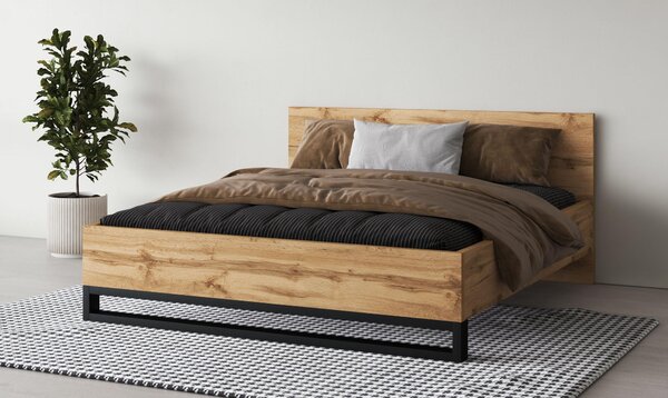 Pat matrimonial Helles 180 (stejar wotan + Negru). Promo -15%. 1091822