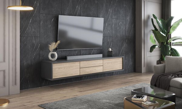 Masă TV Fiora 39 (antracit + stejar uleios). Promo -19%. 1066465
