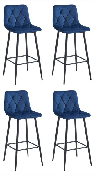 Set 4 Scaune Bar Fido Catifea Albastru
