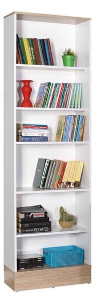 Biblioteca Adore Base, 6 rafturi, Crem / Alb, 60x197x26 cm